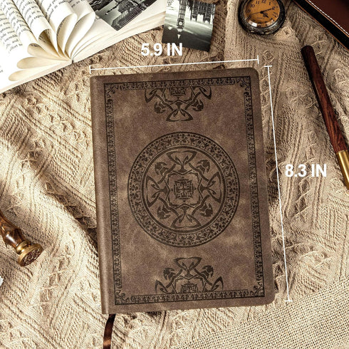 CAGIE Leather Vintage Journal for Men, Soft Cover, 180 Lay Flat Pages, 5.7'' x 8.3'', Dark Brown Writing Diary
