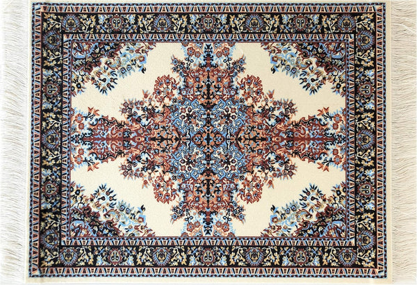 Beautiful Oriental Rug Style Mousepad, Beige Miniature Carpet Computer Mouse Pad, Rectangular Non-Slip Office