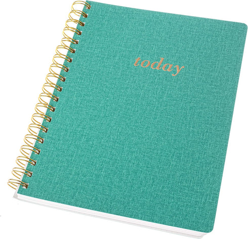 Graphique Vegan Leather Spiral Journal, Green Today – 8” x 10", 192 Lined Pages, "Today" Quote Embellished in Golf Foil on the Cover – Perfect for Taking Notes, Lists and More