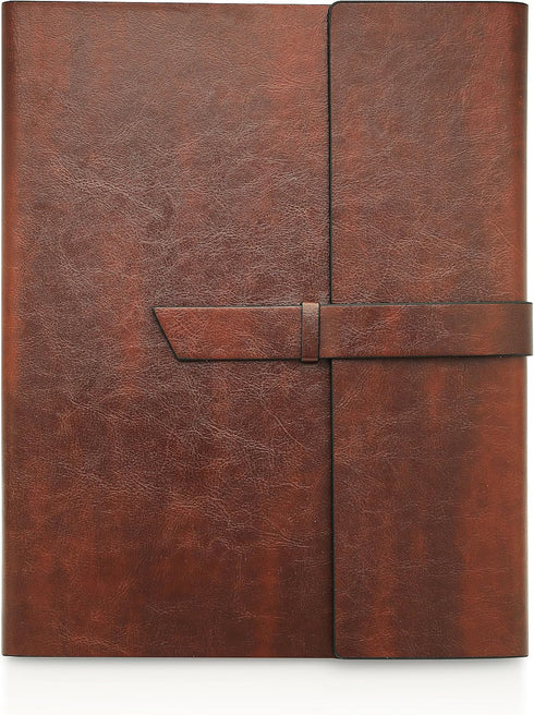 GALLAWAY LEATHER Padfolio Portfolio Folder, Slim Organizer for Letter Legal A4 Notebooks, Dark Chocolate