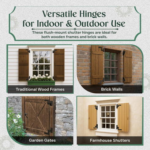 6.5" Renovators Supply Manufacturing Wrought Iron Lift-Off Pintle Shutter Hinges Black Colonial Window & Gate Hardware