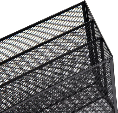 Mind Reader Vertical File Storage - Desktop Organizer, Metal Mesh, 12.5" L x 3.75" W x 11.5" H, Black