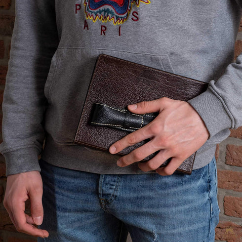 Single Pen Case Holder Sleeve, Thick Buffalo Full Grain Leather (Buffalo Light Tan)