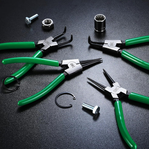 SK 7-Inch Snap Ring Pliers - External Circlip Pliers with 90-Degree Bent Jaw, Tip Diameter 5/64'', Premium CR-V Steel