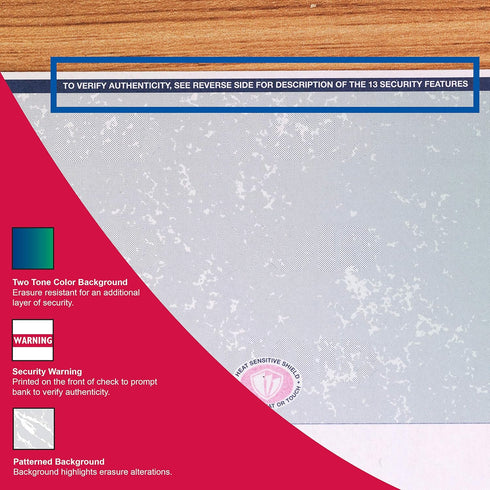 DocuGard Blue/Green Prismatic Middle Check - 8.5 x 11 Inches, 24 lb, 500 Sheets, 1 Check Per Sheet