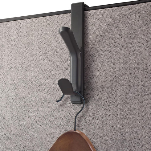 Officemate Double Coat Hooks for Cubicle Panels, Adjustable, 2 Pack (22009), Black