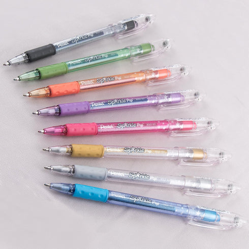 Pentel Arts Sparkle Pop Metallic Gel Pen, 1.0mm Bold Line, Gold & Silver Ink, 2 Count