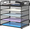 Supeasy 5 Trays Paper Organizer - Mesh Desk File/Letter Organizer, Black Paper Sorter for Office, Home, School