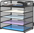 Supeasy 5 Trays Paper Organizer - Mesh Desk File/Letter Organizer, Black Paper Sorter for Office, Home, School