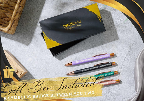 InnoBeta Social Worker Gifts for Women - Ballpoint Pen Set of 4 with Inspirational Quote, Office Tools