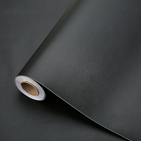 Black Contact Paper, 15.7"x118" Peel and Stick Wallpaper, Matte Self-Adhesive Decorative Contact Paper for Cabinets