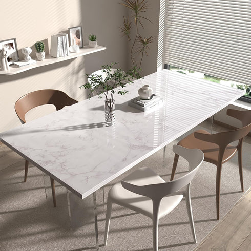 White/Gray Glossy Marble Contact Paper Wallpaper, 15.8"x78.7", Self Adhesive Thick Removable Vinyl for Kitchen