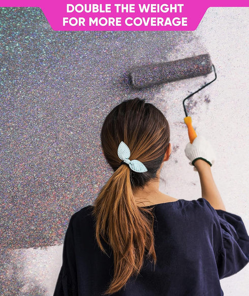 LEVAKA Holographic Silver Glitter Paint Additive for Walls - 14.11oz with 2 Buffing Pads
