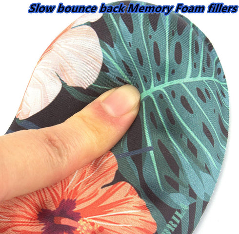 BRILA Ergonomic Memory Foam Mouse Wrist Rest Support Pad Cushion for Computer & Laptop - Floral Leaves Design