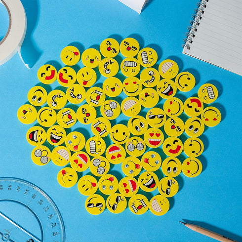 Mr. Pen Erasers, Pack of 64, Smiley Pencil Erasers for Kids, Fun School Supplies, Mini Erasers for Students