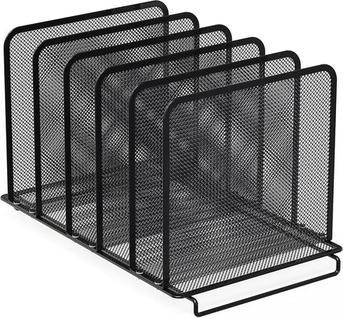 Simple Houseware 5 Section Upright File Sorter Organizer, Black Expandable