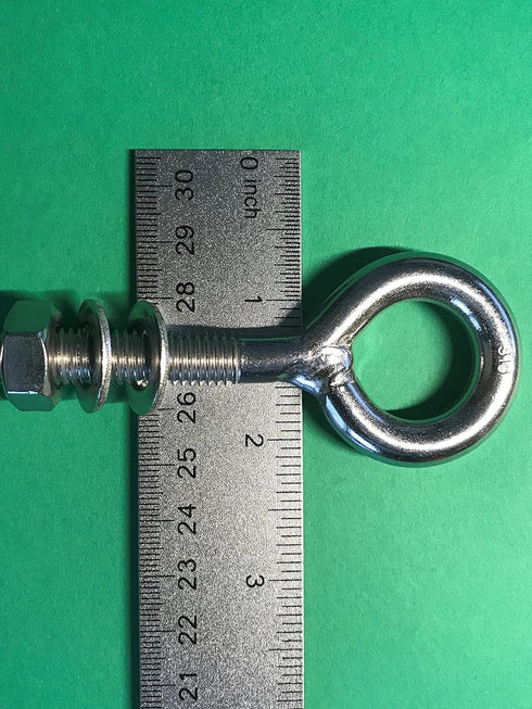 US STAINLESS 2 Pieces Stainless Steel 316 M10 Eye Bolt, 10mm x 100mm, Marine Grade