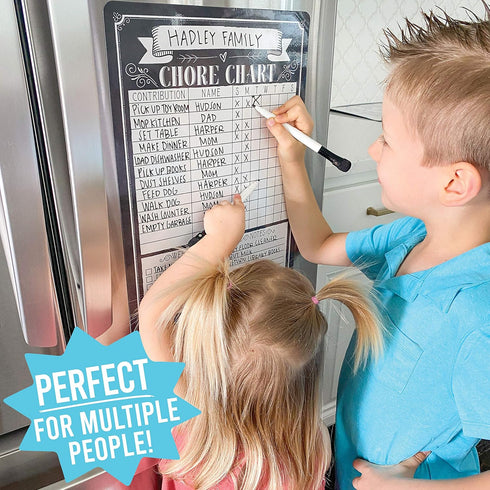 Hadley Designs Magnetic Chore Chart for Kids and Families – Reusable Dry Erase Responsibility Board, 12x17