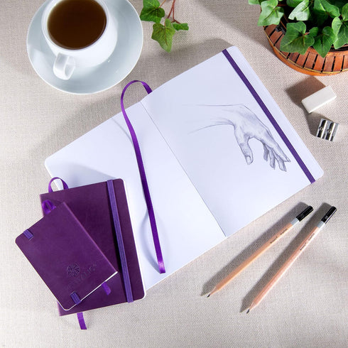 Pentalic 6" x 8" Purple Pocket Sketchbook Traveler Journal, 160 Pages