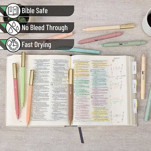 Mr. Pen Aesthetic Gel Highlighters and Pens, 12 Pack, Pastel Colors, No Bleed for Bible Study