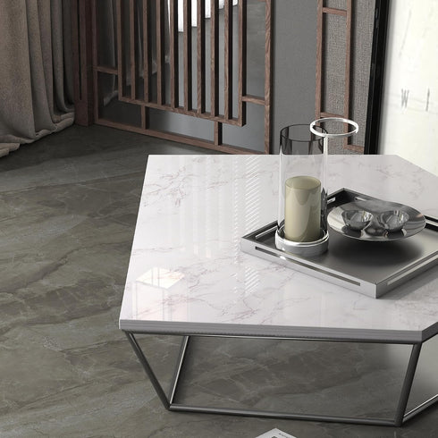 White/Gray Glossy Marble Contact Paper Wallpaper 15.8"x78.7" Peel and Stick Wallpaper Self Adhesive Thick Removable Waterproof DIY Vinyl Film for Kitchen Countertops Cabinet Furniture Refurbishment by OSECAGE