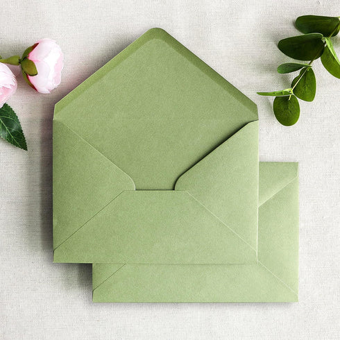 PONATIA 50 PCS/Pack Sage Green A7 Envelopes, 5.35 x 7.5'' for 5 x 7'' Wedding Invitation Cards, Graduation Invite,