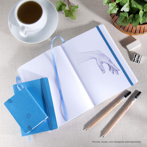 Pentalic 6"x 8" Pocket Sketchbook Traveler Journal, 160 Pages, Bright Blue