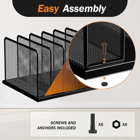 Kuntine.B 2 Pack Desk File Organizer, 5 Upright Mesh Desktop Sorter for Home, Office, and Classroom