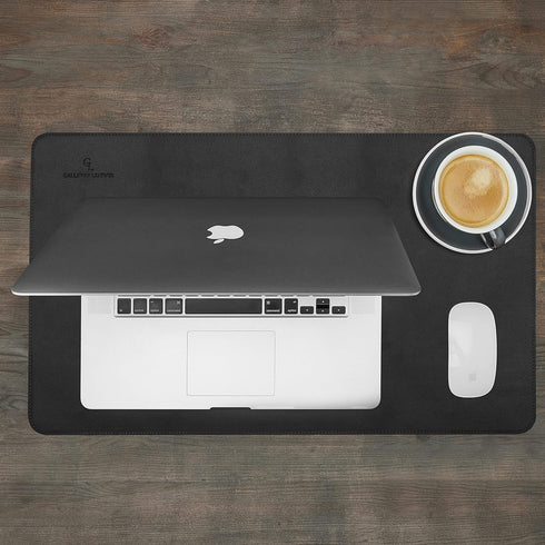 Gallaway Leather Desk Mat - Medium 24" x 14" Black Office Writing Pad, Elegant Computer Desk Cover and Protector