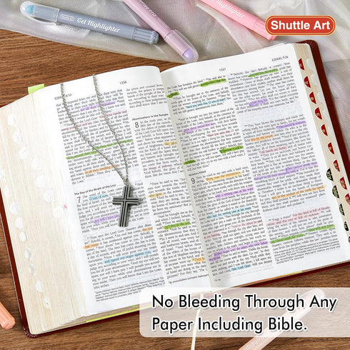 Shuttle Art 12 Mild Colors Bible Highlighters and Pens, No Bleed Gel Highlighters for Journaling Highlighting Studying