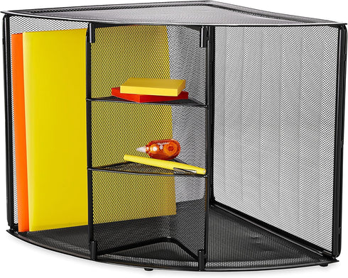 Rolodex Mesh Collection Corner Desktop Shelf, Black (62630)