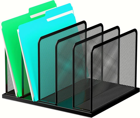 Desk File Organizer, 5 Sections Upright Mesh Desktop File Sorter for Home, Office & Classroom Organization