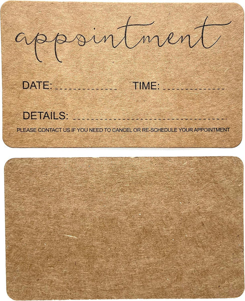 RXBC2011 Appointment Reminder Cards Kraft for Beauty, Makeup, Hair, Nail Salon, Barber Shop, Pack of 100