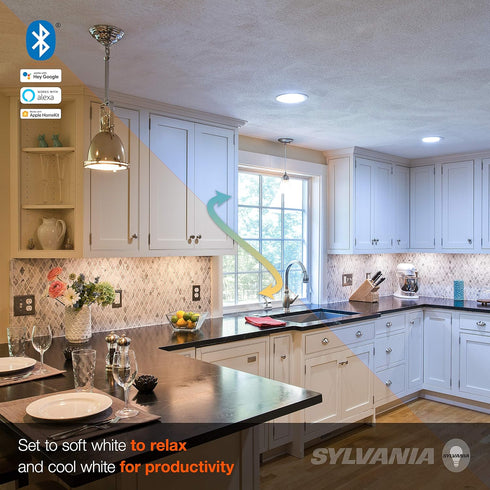A19 Bulb, Dimmable, 1 pack SYLVANIA SMART+ Bluetooth Full Color and Tunable White LED Fully Compatible with Alexa