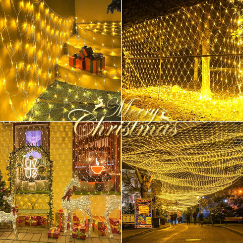 192 LED Net Lights Outdoor, 8 Modes Waterproof Christmas Net String Lights for Bushes Ceiling Wedding Indoor Outdoor