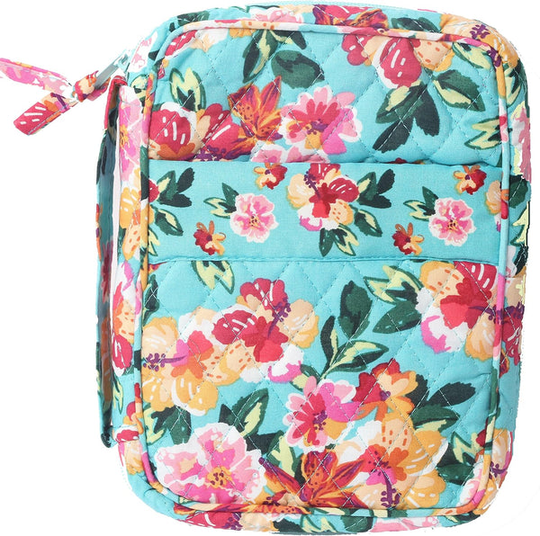 DIWI Super Giant Bible Cover - Extra Large Quilted Cotton Book Case 11.25 X 8.25 X 2.75 Inches (XL C1 Pink Garden)