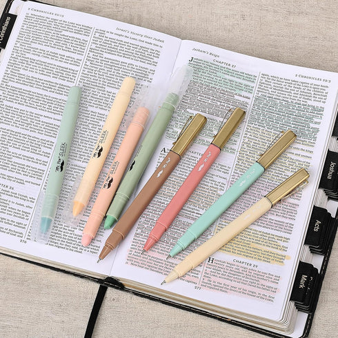 Mr. Pen Aesthetic Gel Highlighters and Pens, 12 Pack, Pastel Colors, No Bleed for Bible Study