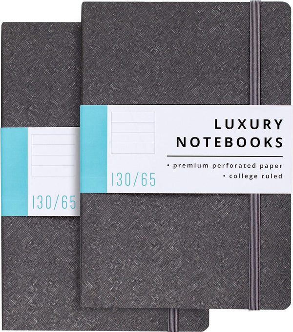 Papercode Lined Journal Notebooks (2 Pack) - Luxury Journals for Writing, 130 Pages, Soft Cover, Gray
