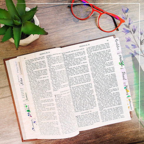 Born2Calm Bible Tabs for Women, 90 Pieces Laminated Bible Study Tools, Easy to Use Bible Book Tabs