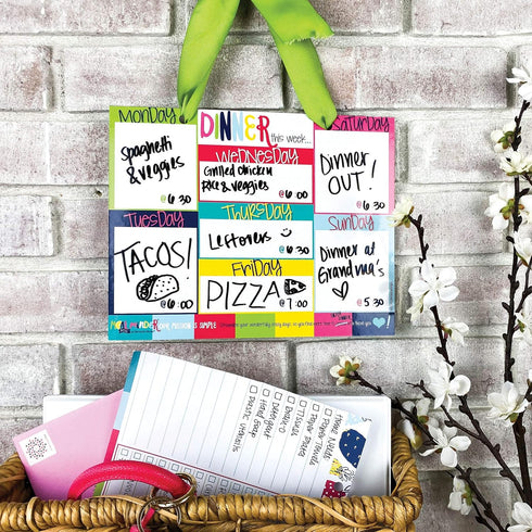 Whiteboard Dry Erase Weekly Meal Planner | Dinner Menu Board by The Meal Minder | Daily Calendar Organizer 8 in x 10 in