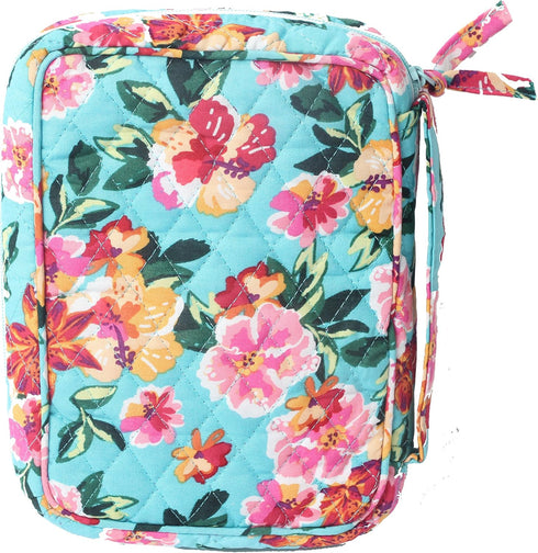DIWI Super Giant Bible Cover - Extra Large Quilted Cotton Book Case 11.25 X 8.25 X 2.75 Inches (XL C1 Pink Garden)