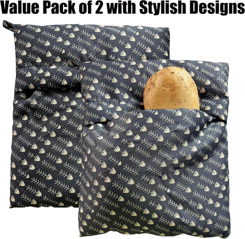 2-Packs 4 Potato Microwave Bag - Reusable Pouch and Potato Cooker for Perfect Potatoes in Minutes