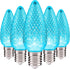 Set of 25 Teal C9 Christmas Lights | Faceted C9 LED Christmas Light Bulbs for Indoor & Outdoor Use | Durable C9 LED Lights | Replacement C9 Bulbs by HLO Lighting