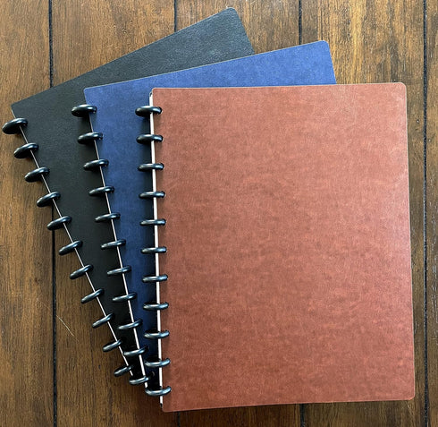 Discbound Notebook, Letter Size Faux Leather Cover, 120 gsm Heavyweight Paper, Includes 40 Margin Sheets, 5 Tabs (Navy
