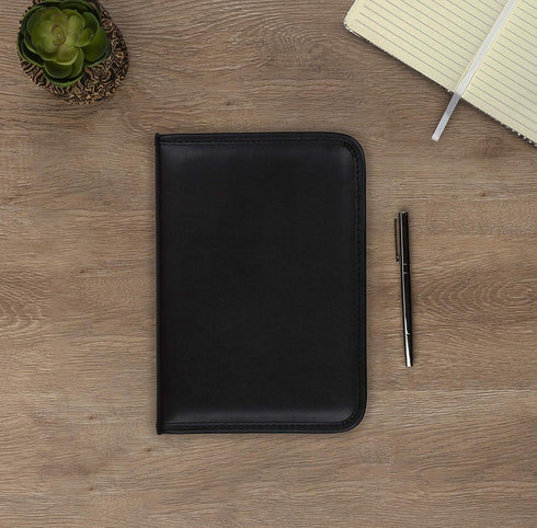 Samsill Professional Padfolio, Faux-Leather Mini Portfolio with 5 x 8 Writing Pad, Black
