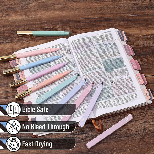 Mr. Pen 12 Pack Aesthetic Highlighters, No Bleed, Morandi Color Bible Highlighters for Bibles