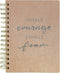 Graphique Courage Medium Vegan Leather Spiral Journal – 6” x 8", 192 Lined Pages, Inhale Courage Exhale Fear Quote