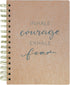 Graphique Courage Medium Vegan Leather Spiral Journal – 6” x 8", 192 Lined Pages, Inhale Courage Exhale Fear Quote