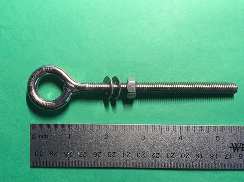 US Stainless 2 Pieces M8 Eye Bolt - 8mm x 100mm, Stainless Steel 316 Marine Grade