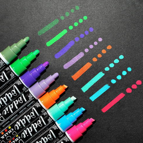 Loddie Doddie Liquid Chalk Markers, Dust Free Chalk Pens, 6mm Reversible Bullet & Chisel Tip, Pack of 16